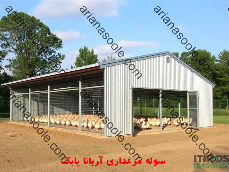 Large metal shed for industrial poultry farming