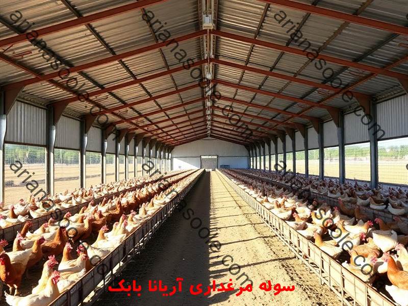 Large metal shed for industrial poultry farming