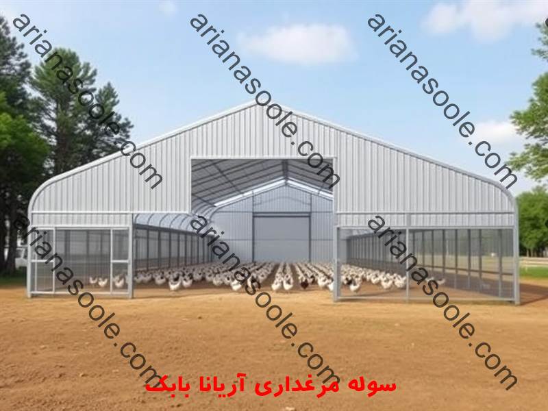 Large metal shed for industrial poultry farming