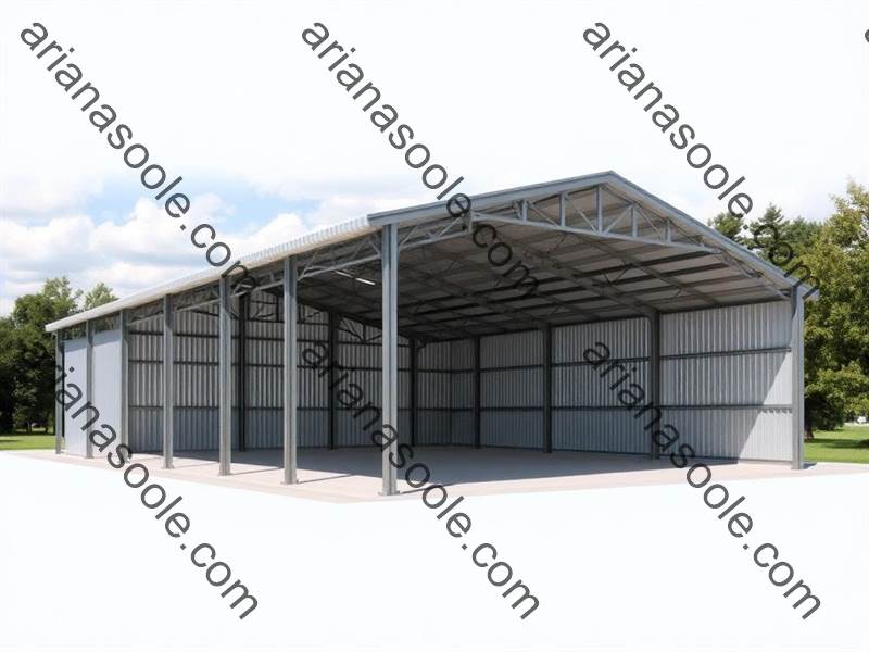 Construction stages of a very large industrial truss shed with no columns