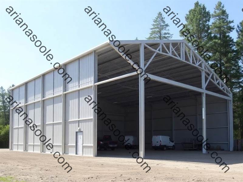 Large industrial shed with no columns and a strong truss roof