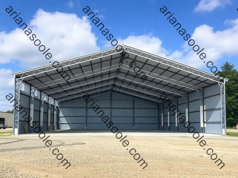 Installing truss shed components for a large column-free workshop